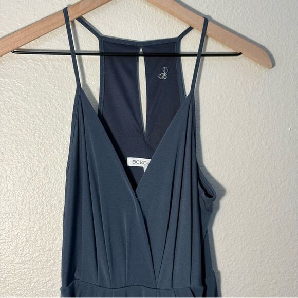BCB Generation Blue Gray Halter Sundress Cocktail High Low Side Slits Women’s XS - Picture 4 of 9